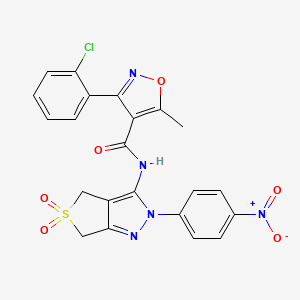 3-(2-chlorophenyl)-5-methyl-N-(2-(4-nitrophenyl)-5,5-dioxido-4,6-dihydro-2H-thieno[3,4-c]pyrazol-3-yl)isoxazole-4-carboxamide