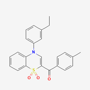 molecular formula C24H21NO3S B2955677 [4-(3-ethylphenyl)-1,1-dioxido-4H-1,4-benzothiazin-2-yl](4-methylphenyl)methanone CAS No. 1114886-22-4
