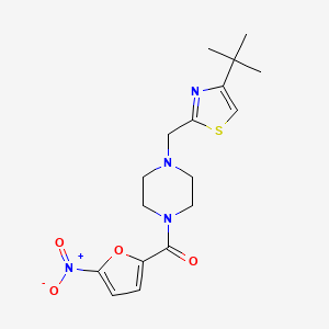 molecular formula C17H22N4O4S B2955687 (4-((4-(Tert-butyl)thiazol-2-yl)methyl)piperazin-1-yl)(5-nitrofuran-2-yl)methanone CAS No. 1105222-58-9