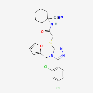 molecular formula C22H21Cl2N5O2S B2955694 N-(1-cyanocyclohexyl)-2-[[5-(2,4-dichlorophenyl)-4-(furan-2-ylmethyl)-1,2,4-triazol-3-yl]sulfanyl]acetamide CAS No. 851280-25-6