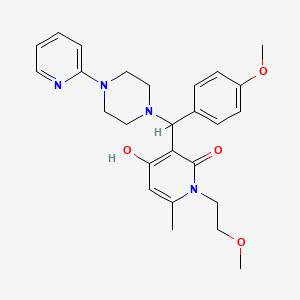 molecular formula C26H32N4O4 B2955706 4-hydroxy-1-(2-methoxyethyl)-3-((4-methoxyphenyl)(4-(pyridin-2-yl)piperazin-1-yl)methyl)-6-methylpyridin-2(1H)-one CAS No. 897734-80-4