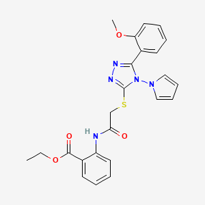 ethyl 2-[({[5-(2-methoxyphenyl)-4-(1H-pyrrol-1-yl)-4H-1,2,4-triazol-3-yl]sulfanyl}acetyl)amino]benzoate