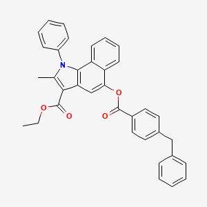 molecular formula C36H29NO4 B2955718 ethyl 5-((4-benzylbenzoyl)oxy)-2-methyl-1-phenyl-1H-benzo[g]indole-3-carboxylate CAS No. 392242-72-7