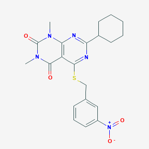 7-cyclohexyl-1,3-dimethyl-5-((3-nitrobenzyl)thio)pyrimido[4,5-d]pyrimidine-2,4(1H,3H)-dione