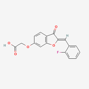 molecular formula C17H11FO5 B2955732 (Z)-2-((2-(2-fluorobenzylidene)-3-oxo-2,3-dihydrobenzofuran-6-yl)oxy)acetic acid CAS No. 902023-47-6