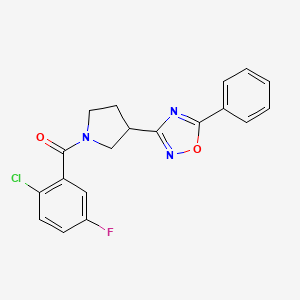 (2-Chloro-5-fluorophenyl)(3-(5-phenyl-1,2,4-oxadiazol-3-yl)pyrrolidin-1-yl)methanone