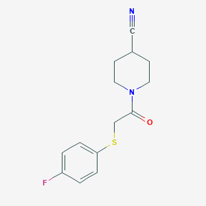 1-[2-(4-Fluorophenyl)sulfanylacetyl]piperidine-4-carbonitrile