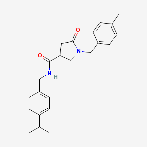 1-[(4-Methylphenyl)methyl]-5-oxo-N-[(4-propan-2-ylphenyl)methyl]pyrrolidine-3-carboxamide