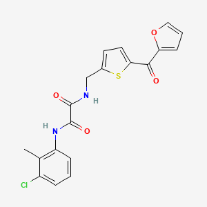 molecular formula C19H15ClN2O4S B2955785 N'-(3-chloro-2-methylphenyl)-N-{[5-(furan-2-carbonyl)thiophen-2-yl]methyl}ethanediamide CAS No. 1797613-71-8