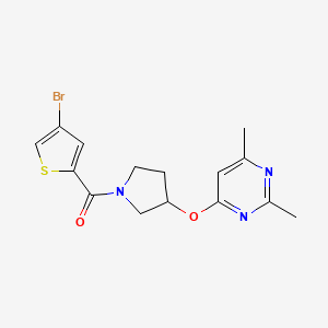molecular formula C15H16BrN3O2S B2955794 4-{[1-(4-Bromothiophene-2-carbonyl)pyrrolidin-3-yl]oxy}-2,6-dimethylpyrimidine CAS No. 2097895-00-4