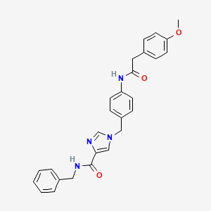 molecular formula C27H26N4O3 B2955796 N-benzyl-1-({4-[2-(4-methoxyphenyl)acetamido]phenyl}methyl)-1H-imidazole-4-carboxamide CAS No. 1251709-40-6