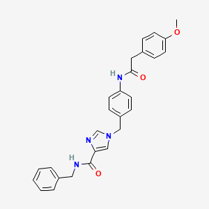 molecular formula C27H26N4O3 B2955796 N-benzyl-1-(4-(2-(4-methoxyphenyl)acetamido)benzyl)-1H-imidazole-4-carboxamide CAS No. 1251709-40-6