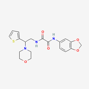 molecular formula C19H21N3O5S B2955799 N1-(benzo[d][1,3]dioxol-5-yl)-N2-(2-morpholino-2-(thiophen-2-yl)ethyl)oxalamide CAS No. 899999-13-4