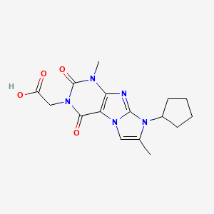 molecular formula C16H19N5O4 B2955804 (8-cyclopentyl-1,7-dimethyl-2,4-dioxo-1,2,4,8-tetrahydro-3H-imidazo[2,1-f]purin-3-yl)acetic acid CAS No. 929867-51-6