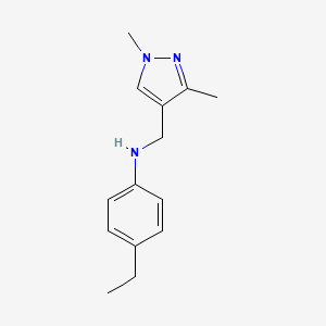 molecular formula C14H19N3 B2955806 N-((1,3-Dimethyl-1H-pyrazol-4-yl)methyl)-4-ethylaniline CAS No. 1006340-65-3