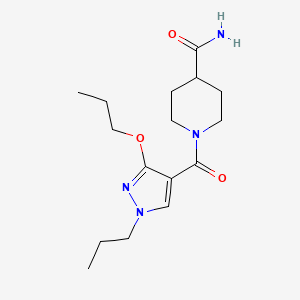 molecular formula C16H26N4O3 B2955809 1-(3-propoxy-1-propyl-1H-pyrazole-4-carbonyl)piperidine-4-carboxamide CAS No. 1013766-10-3
