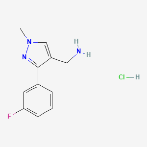 molecular formula C11H13ClFN3 B2955815 [3-(3-fluorophenyl)-1-methyl-1H-pyrazol-4-yl]methanamine hydrochloride CAS No. 2172543-26-7