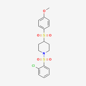 molecular formula C18H20ClNO5S2 B2955826 1-((2-Chlorophenyl)sulfonyl)-4-((4-methoxyphenyl)sulfonyl)piperidine CAS No. 1448137-02-7