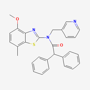 molecular formula C29H25N3O2S B2955829 N-(4-methoxy-7-methylbenzo[d]thiazol-2-yl)-2,2-diphenyl-N-(pyridin-3-ylmethyl)acetamide CAS No. 922806-31-3