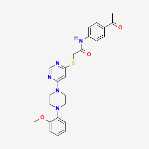 molecular formula C25H27N5O3S B2955848 N-(4-acetylphenyl)-2-({6-[4-(2-methoxyphenyl)piperazin-1-yl]pyrimidin-4-yl}sulfanyl)acetamide CAS No. 1251550-88-5