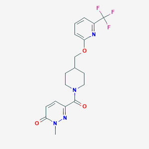 molecular formula C18H19F3N4O3 B2955861 2-Methyl-6-[4-({[6-(trifluoromethyl)pyridin-2-yl]oxy}methyl)piperidine-1-carbonyl]-2,3-dihydropyridazin-3-one CAS No. 2197938-39-7