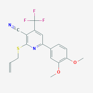 B2955874 2-(Allylthio)-6-(3,4-dimethoxyphenyl)-4-(trifluoromethyl)nicotinonitrile CAS No. 893753-19-0