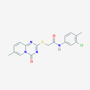 molecular formula C17H15ClN4O2S B2955886 N-(3-chloro-4-methylphenyl)-2-(7-methyl-4-oxopyrido[1,2-a][1,3,5]triazin-2-yl)sulfanylacetamide CAS No. 896326-11-7