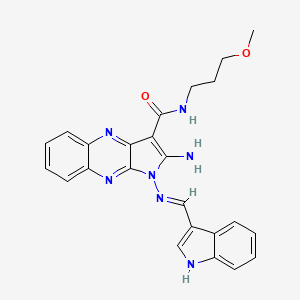 (E)-1-(((1H-indol-3-yl)methylene)amino)-2-amino-N-(3-methoxypropyl)-1H-pyrrolo[2,3-b]quinoxaline-3-carboxamide