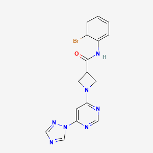 molecular formula C16H14BrN7O B2955896 1-(6-(1H-1,2,4-triazol-1-yl)pyrimidin-4-yl)-N-(2-bromophenyl)azetidine-3-carboxamide CAS No. 2034360-27-3