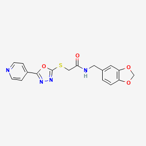 molecular formula C17H14N4O4S B2955898 N-[(2H-1,3-benzodioxol-5-yl)methyl]-2-{[5-(pyridin-4-yl)-1,3,4-oxadiazol-2-yl]sulfanyl}acetamide CAS No. 899988-92-2