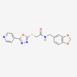 N-(1,3-benzodioxol-5-ylmethyl)-2-[(5-pyridin-4-yl-1,3,4-oxadiazol-2-yl)sulfanyl]acetamide