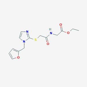 molecular formula C14H17N3O4S B2955903 ethyl 2-[2-({1-[(furan-2-yl)methyl]-1H-imidazol-2-yl}sulfanyl)acetamido]acetate CAS No. 893384-01-5