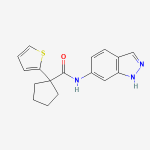 molecular formula C17H17N3OS B2955919 N-(1H-indazol-6-yl)-1-(thiophen-2-yl)cyclopentane-1-carboxamide CAS No. 1219912-51-2