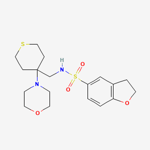 molecular formula C18H26N2O4S2 B2955957 N-{[4-(morpholin-4-yl)thian-4-yl]methyl}-2,3-dihydro-1-benzofuran-5-sulfonamide CAS No. 2380099-59-0