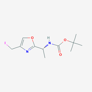 molecular formula C11H17IN2O3 B2956028 tert-butyl N-[(1R)-1-[4-(iodomethyl)-1,3-oxazol-2-yl]ethyl]carbamate CAS No. 1108723-76-7