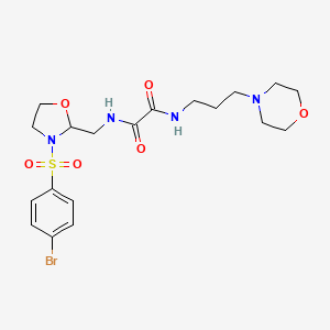 molecular formula C19H27BrN4O6S B2956037 N1-((3-((4-bromophenyl)sulfonyl)oxazolidin-2-yl)methyl)-N2-(3-morpholinopropyl)oxalamide CAS No. 868980-91-0