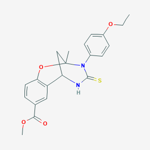 molecular formula C21H22N2O4S B2956057 methyl 3-(4-ethoxyphenyl)-2-methyl-4-thioxo-3,4,5,6-tetrahydro-2H-2,6-methano-1,3,5-benzoxadiazocine-8-carboxylate CAS No. 896689-82-0