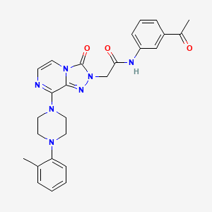 molecular formula C26H27N7O3 B2956083 N-(3-acetylphenyl)-2-{8-[4-(2-methylphenyl)piperazin-1-yl]-3-oxo-2H,3H-[1,2,4]triazolo[4,3-a]pyrazin-2-yl}acetamide CAS No. 1251695-46-1