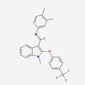 molecular formula C25H21F3N2O B2956087 N-(3,4-dimethylphenyl)-1-[1-methyl-2-[4-(trifluoromethyl)phenoxy]indol-3-yl]methanimine CAS No. 866017-48-3
