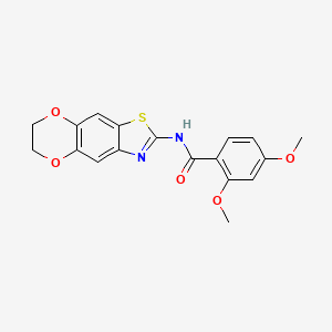 molecular formula C18H16N2O5S B2956091 N-{10,13-dioxa-4-thia-6-azatricyclo[7.4.0.0^{3,7}]trideca-1,3(7),5,8-tetraen-5-yl}-2,4-dimethoxybenzamide CAS No. 892855-05-9