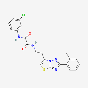 molecular formula C21H18ClN5O2S B2956096 N'-(3-chlorophenyl)-N-{2-[2-(2-methylphenyl)-[1,2,4]triazolo[3,2-b][1,3]thiazol-6-yl]ethyl}ethanediamide CAS No. 895790-68-8