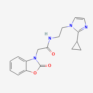 molecular formula C17H18N4O3 B2956104 N-(2-(2-cyclopropyl-1H-imidazol-1-yl)ethyl)-2-(2-oxobenzo[d]oxazol-3(2H)-yl)acetamide CAS No. 2034501-87-4