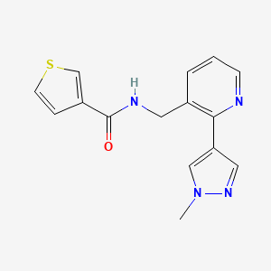 molecular formula C15H14N4OS B2956110 N-((2-(1-methyl-1H-pyrazol-4-yl)pyridin-3-yl)methyl)thiophene-3-carboxamide CAS No. 2034468-31-8
