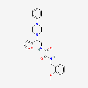 molecular formula C26H30N4O4 B2956124 N-[2-(furan-2-yl)-2-(4-phenylpiperazin-1-yl)ethyl]-N'-[(2-methoxyphenyl)methyl]ethanediamide CAS No. 877631-78-2