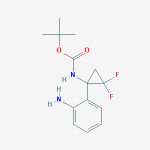 molecular formula C14H18F2N2O2 B2956145 tert-butylN-[1-(2-aminophenyl)-2,2-difluorocyclopropyl]carbamate CAS No. 2356157-35-0