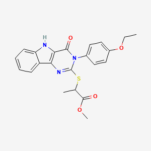 molecular formula C22H21N3O4S B2956149 methyl 2-{[3-(4-ethoxyphenyl)-4-oxo-3H,4H,5H-pyrimido[5,4-b]indol-2-yl]sulfanyl}propanoate CAS No. 536710-47-1