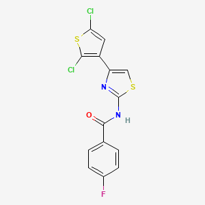 molecular formula C14H7Cl2FN2OS2 B2956169 N-[4-(2,5-dichlorothiophen-3-yl)-1,3-thiazol-2-yl]-4-fluorobenzamide CAS No. 325988-84-9