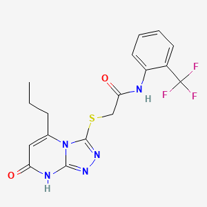 2-((7-oxo-5-propyl-7,8-dihydro-[1,2,4]triazolo[4,3-a]pyrimidin-3-yl)thio)-N-(2-(trifluoromethyl)phenyl)acetamide
