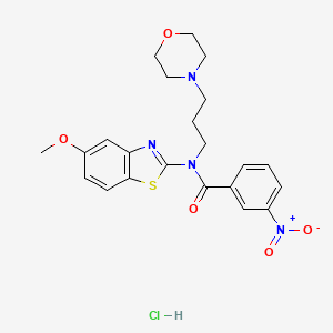 molecular formula C22H25ClN4O5S B2956188 N-(5-methoxybenzo[d]thiazol-2-yl)-N-(3-morpholinopropyl)-3-nitrobenzamide hydrochloride CAS No. 1216924-59-2