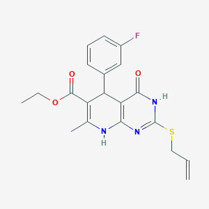 Ethyl 2-(allylthio)-5-(3-fluorophenyl)-7-methyl-4-oxo-3,4,5,8-tetrahydropyrido[2,3-d]pyrimidine-6-carboxylate